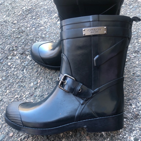 COACH LESTER Blue Ankle Rain Boots Size US 7B - Picture 2 of 9